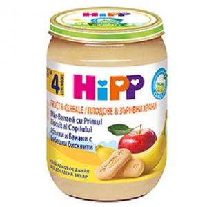 Hipp Fruct & Cereale (Mar-babana cu primul Biscuit al Copilului) BIO 125 gr de la 4 luni