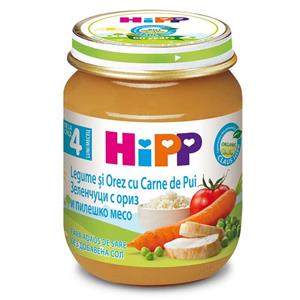 Hipp Legume si Orez cu Carne de Pui BIO de la 4 luni 125 gr