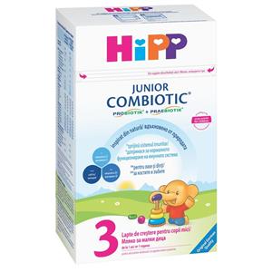 Lapte praf Hipp 3 Combiotic Junior 1+, pentru copii in crestere, 500g