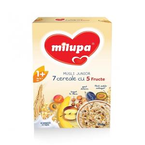 Milupa Musli Junior 7 cereale cu 5 fructe de la 1 an 250 gr 