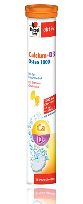 Doppelherz aktiv Calciu + D3 Osteo 1000, 15 comprimate efervescente