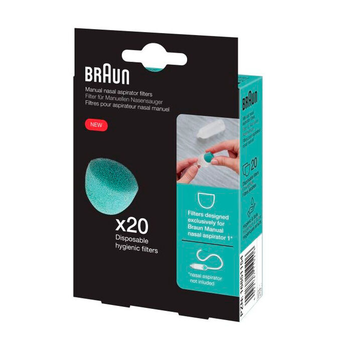 Filtre de unica folosinta pentru aspirator nazal manual Braun, 20 buc