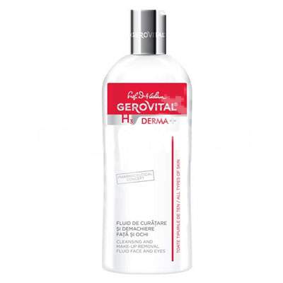 Gerovital H3 DERMA+ Fluid de curatare si demachiere fata si ochi 200 ml