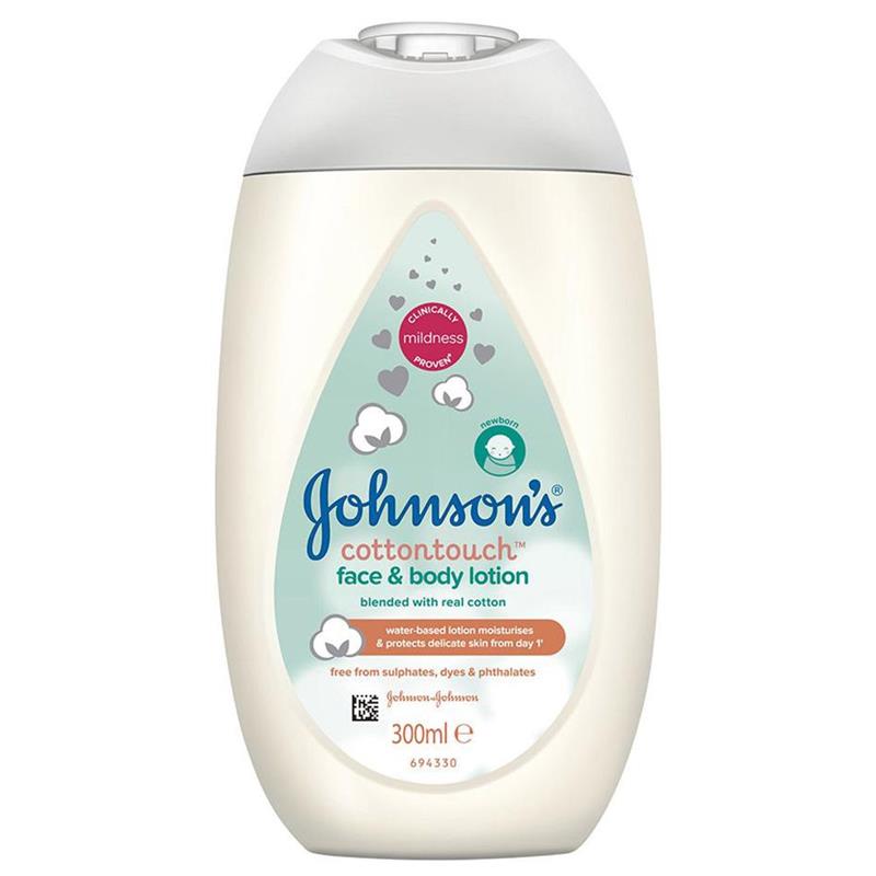 Lotiune pentru fata si corp  Johnson`s in amestec de bumbac adevarat, 300 ml 
