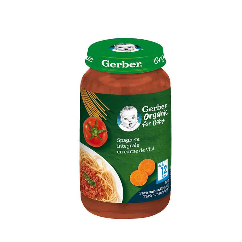 Piure bio din spaghete cu carne de vita, 12 luni, 250 gr, Gerber