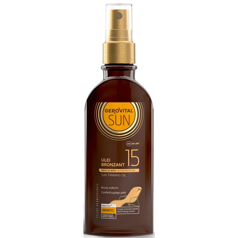 Ulei bronzant Gerovital Sun, SPF 15, 150 ml