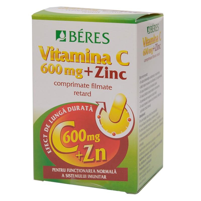 Vitamina C 600 mg + Zinc, 60 comprimate, Beres Pharmaceuticals Co